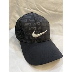 Nike Heritage 86 Style Hat Black All Over Print Logo Mesh Trucker Cap XL